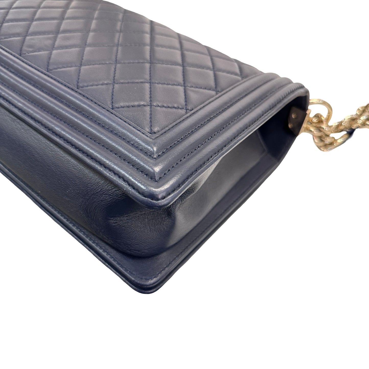 Used CHANEL Shoulder Bag Navy Blue GHW