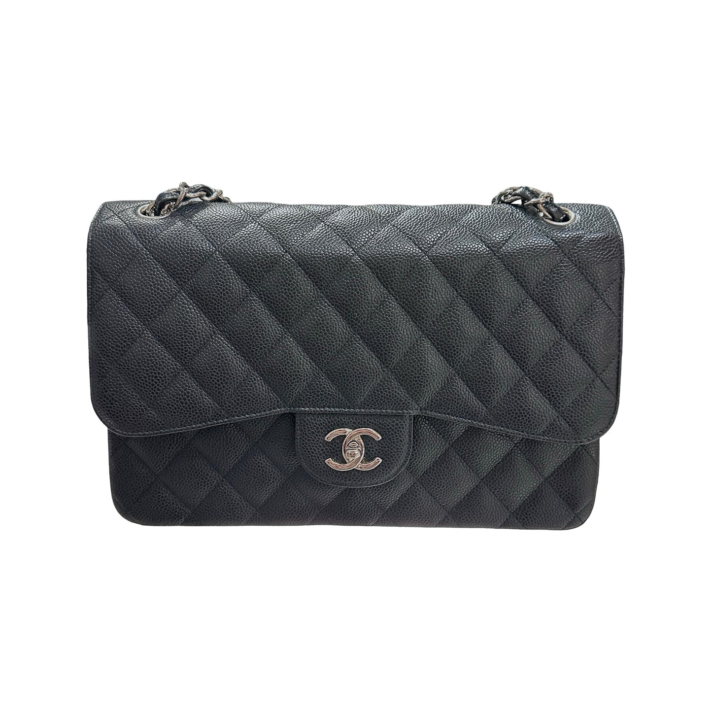 Used CHANEL Jumbo Shoulder Bag Black PHW