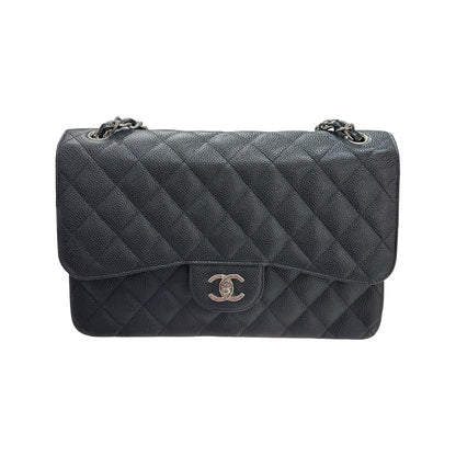 Used CHANEL Jumbo Shoulder Bag Black PHW