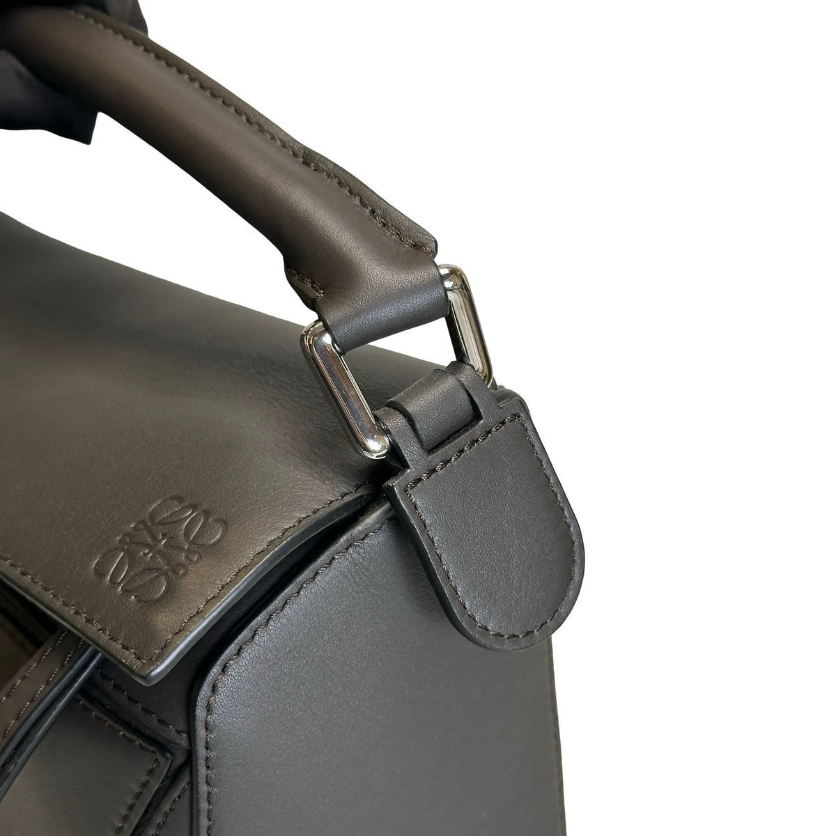 Used LOEWE Calfskin Puzzle Bag Small Shoulder Bag Black Orange Green