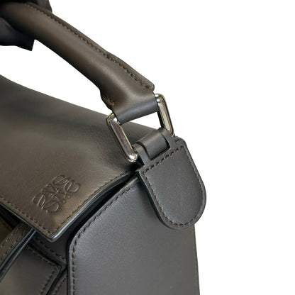 Used LOEWE Calfskin Puzzle Bag Small Shoulder Bag Black Orange Green