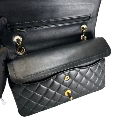 Used CHANEL Quilted Lambskin CF25 Shoulder Bag Black Gold