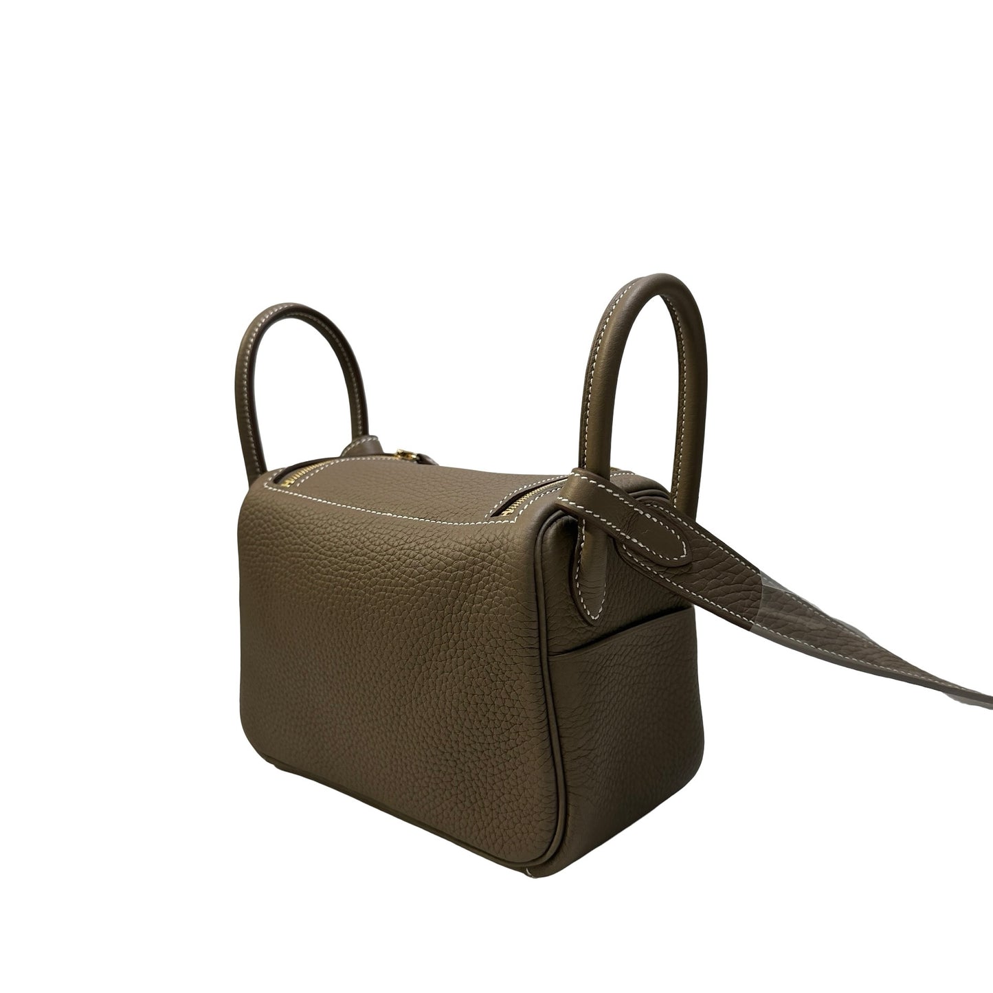 Brand New HERMES Clemence Leather Lindy Handbag Etoupe