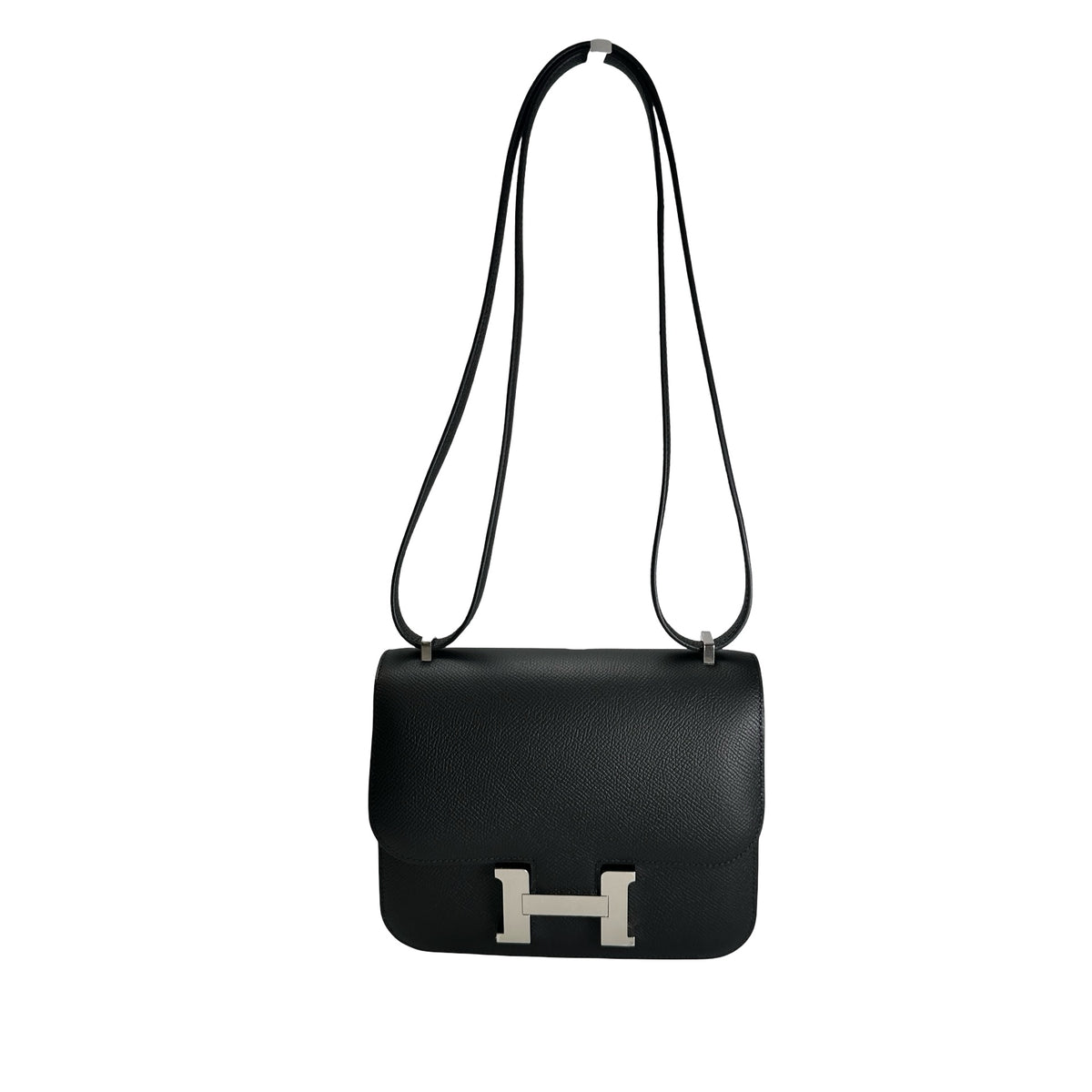 Brand New HERMES Epsom Constance Crossbody Bag Black Silver