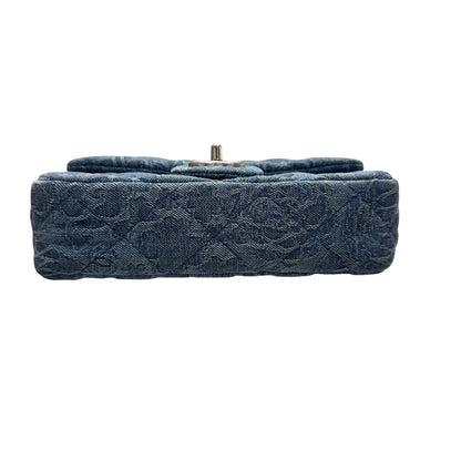 Used CHANEL Denim 23P CAMELIA HEART CRUSH FLAP Cross Body Bag Denim Blue