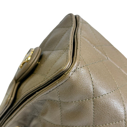 Used CHANEL Quilted Calfskin Mini 25 Bag Shoulder Bag Dark Khaki GHW