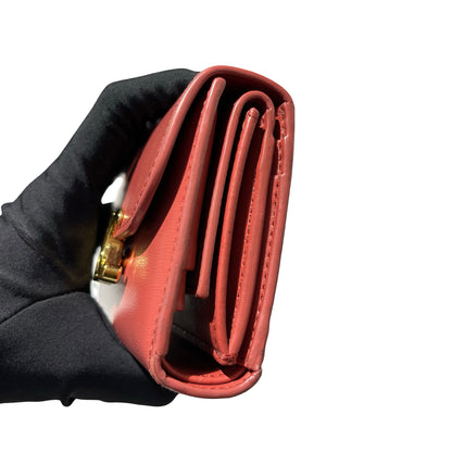 Used CÉLINE Calfskin Leather Wallet Pink GHW