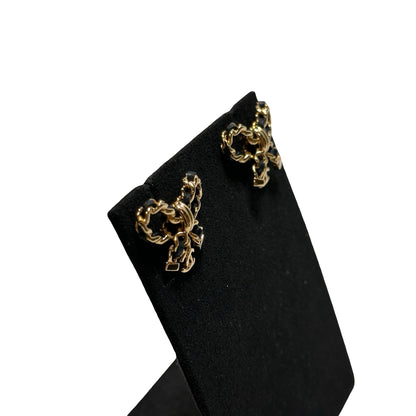 Used Chanel Lambskin Leather Earrings GHW