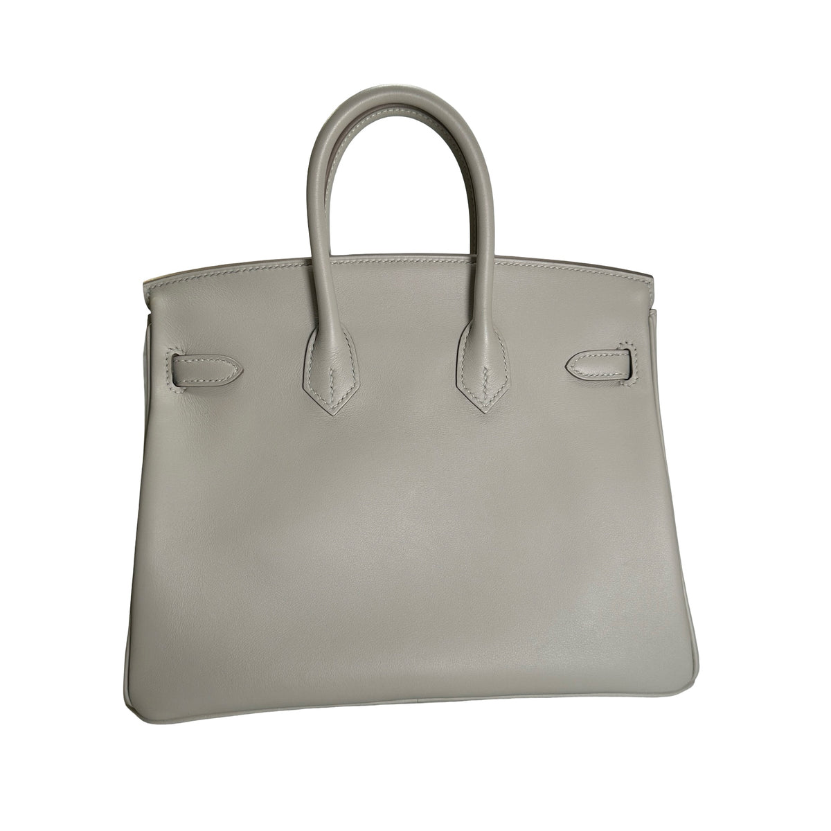 Used HERMES Swift Leather Birkin 25 Handbag Grey PHW