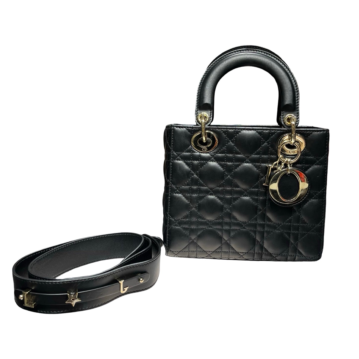 Used DIOR Lady Dior Handbag Black GHW