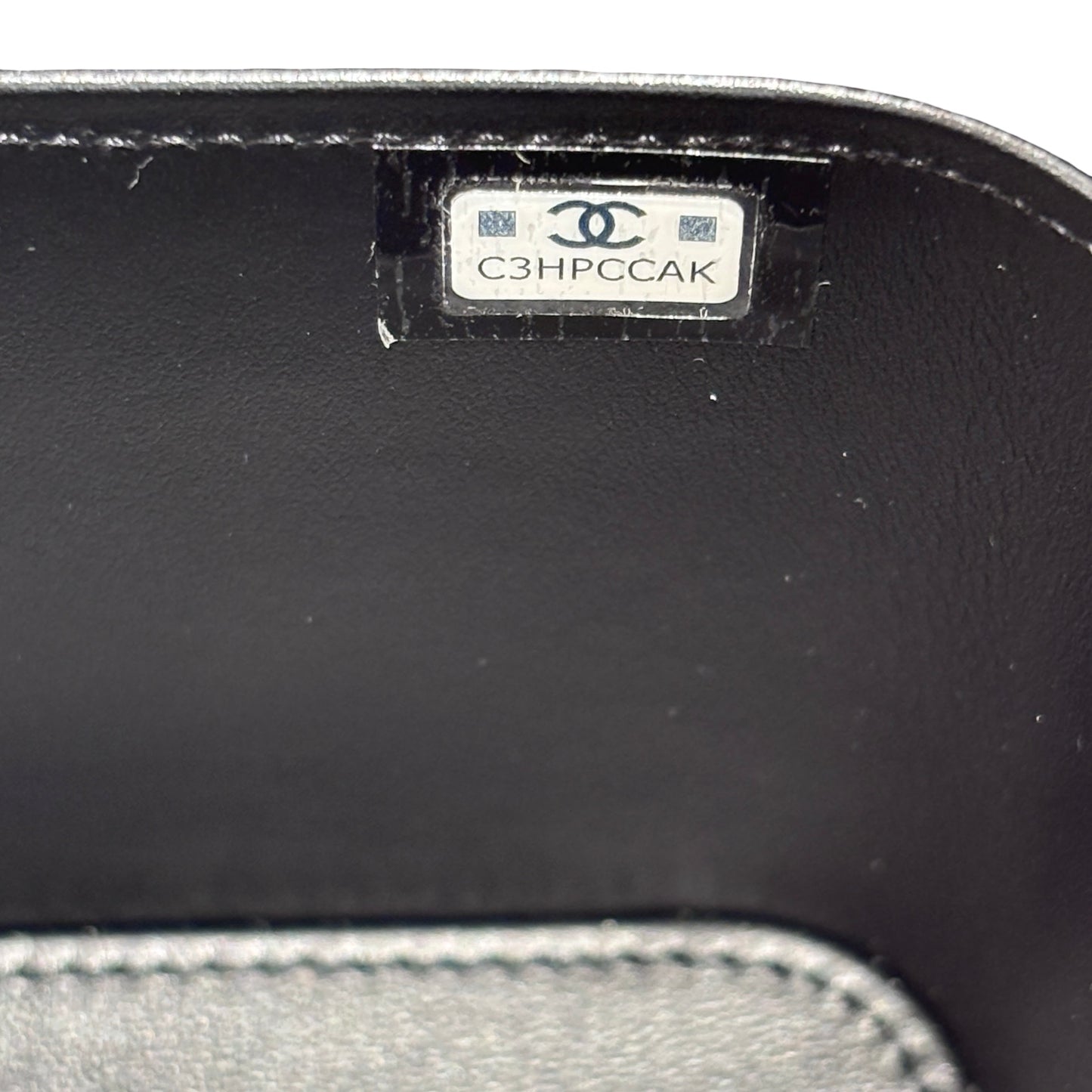 New CHANEL Vanity Case With Handle Clutch Black PHW