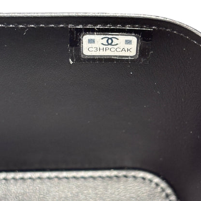 New CHANEL Vanity Case With Handle Clutch Black PHW