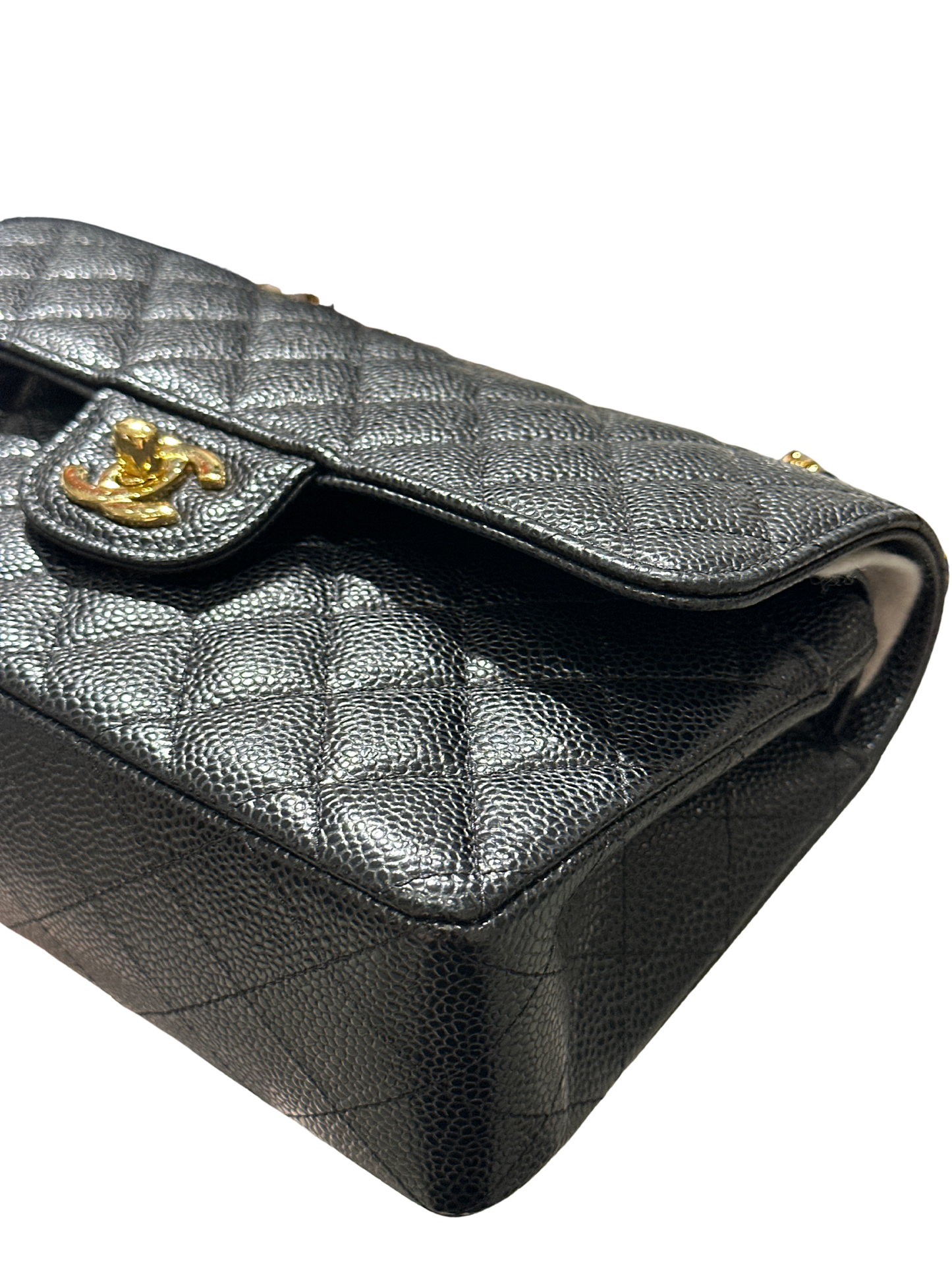 CHANEL Caviar Quilted CF23 Shoulder Bag Black Gold
