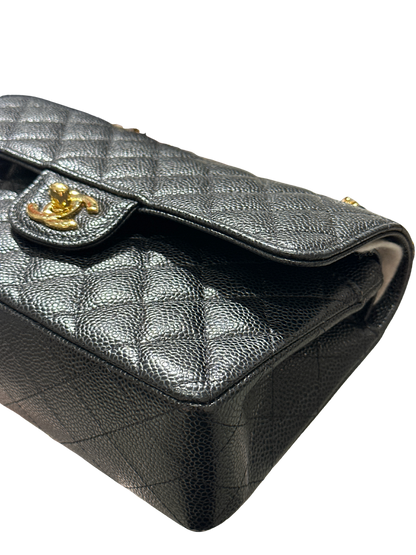 CHANEL Caviar Quilted CF23 Shoulder Bag Black Gold