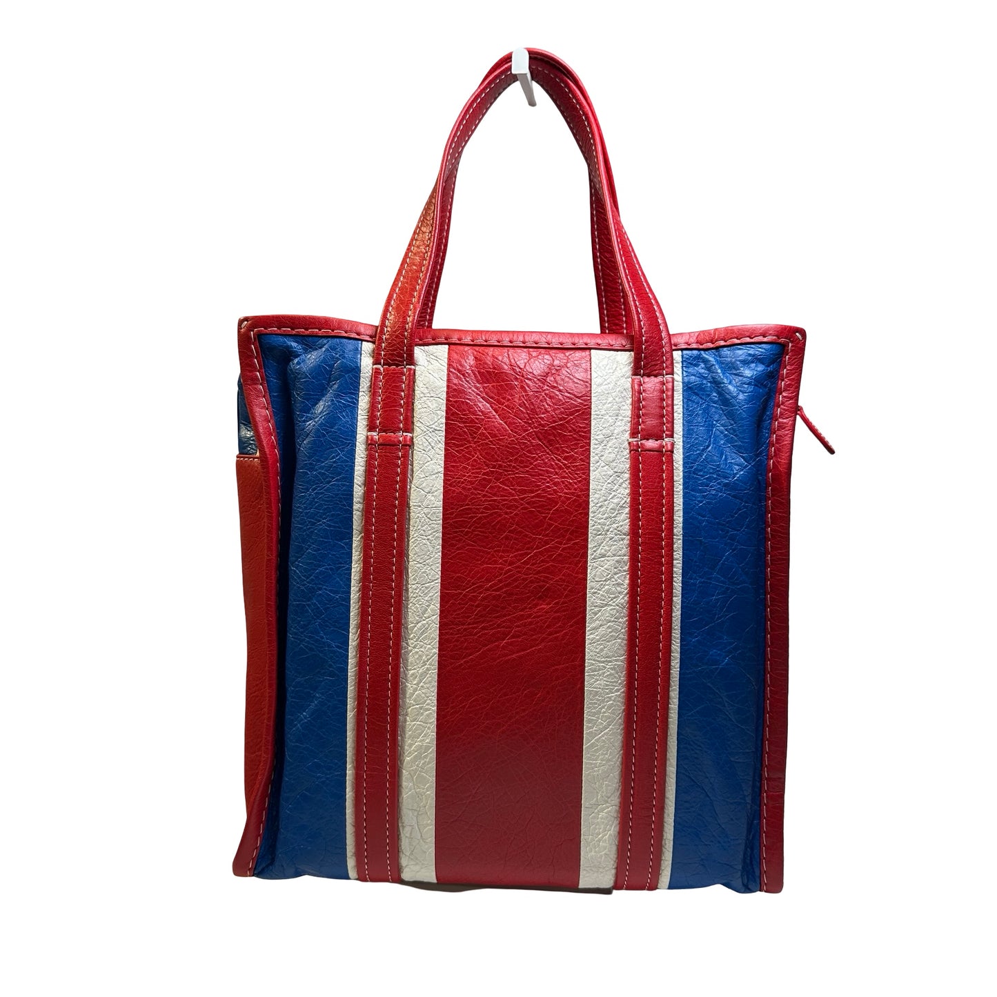 Used BALENCIAGA Leather Bazar Shopper Tote Bag Red White Blue