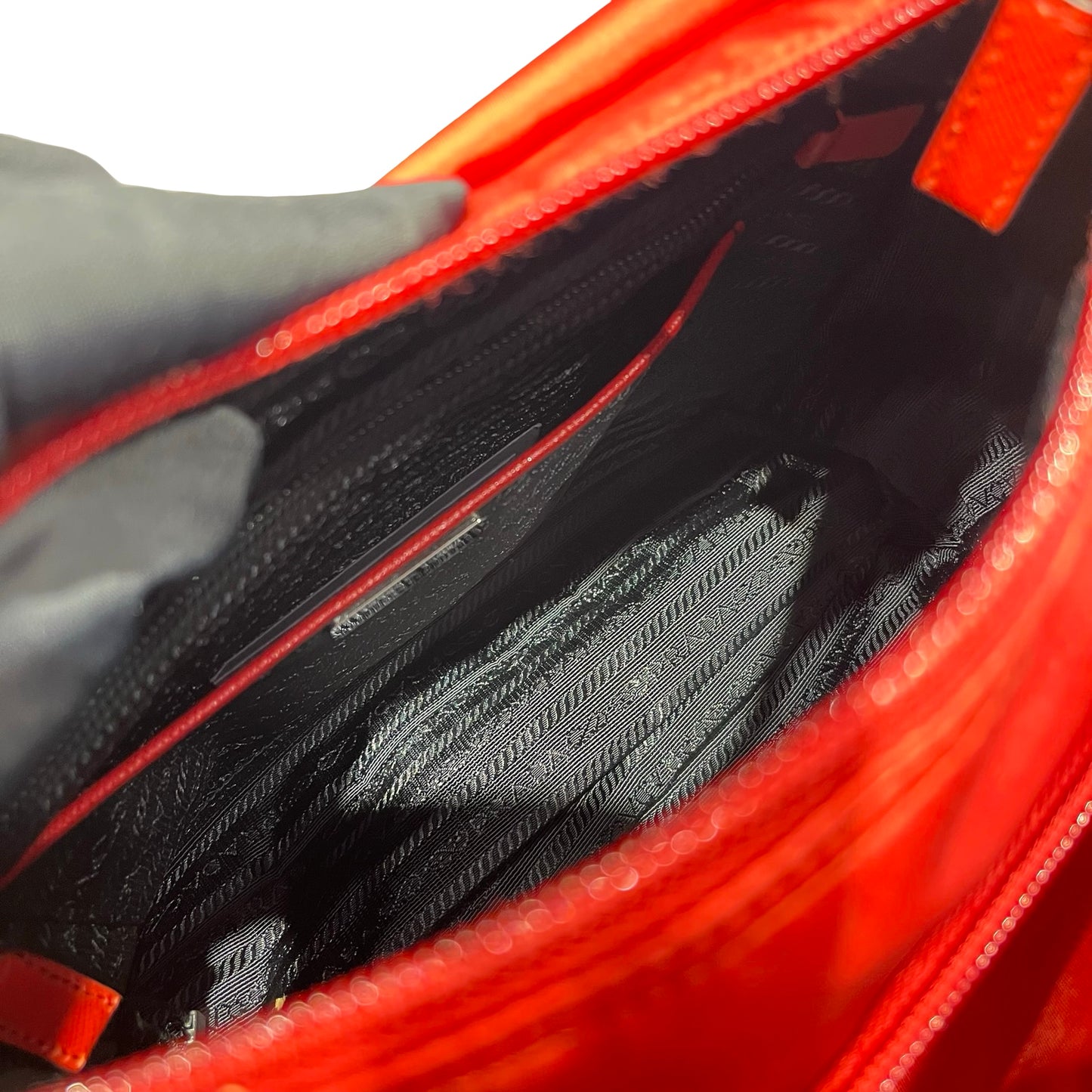 Used Prada Nylon Cross Body Bag Red PHW