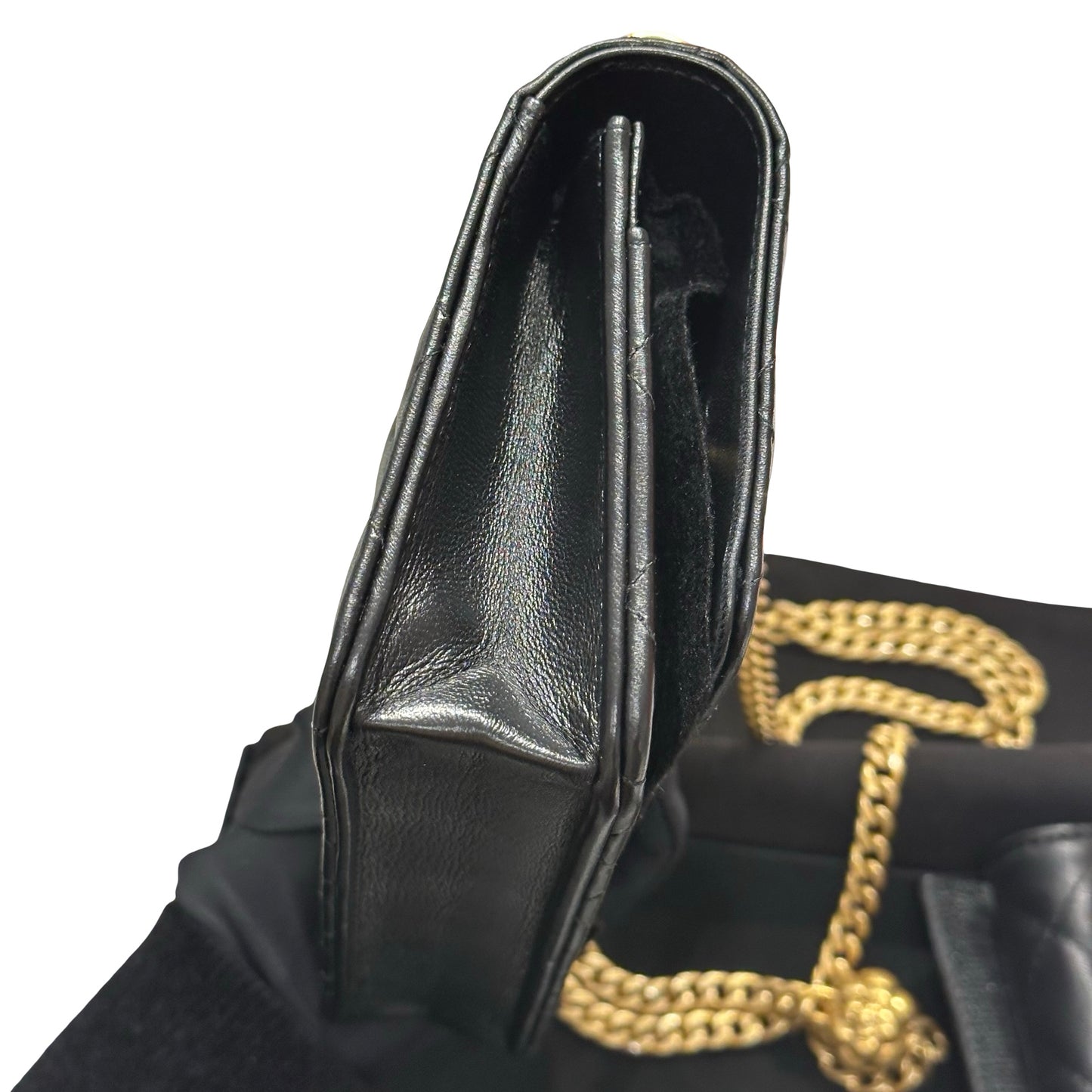 Used CHANEL WOC with Camellia Chain Shoulder Bag Black GHW