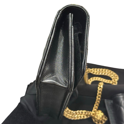 Used CHANEL WOC with Camellia Chain Shoulder Bag Black GHW