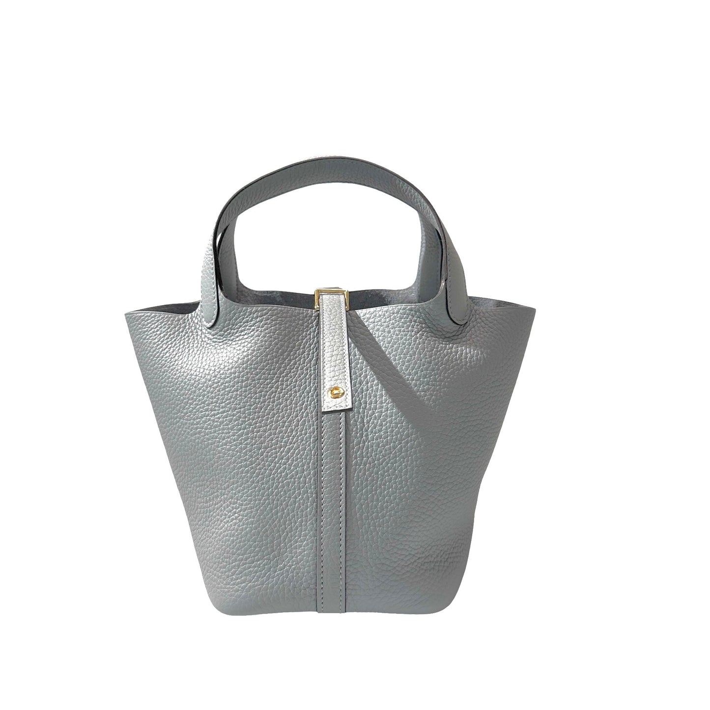 Used HERMÈS Clemence leather Picotin 18 Bucket Bag po gris pantin GHW