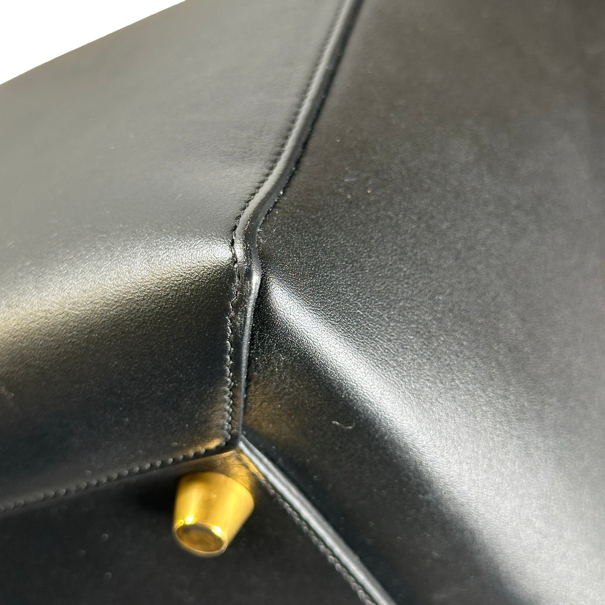 Used CELINE Leather Belt Bag Handbag Black Beige