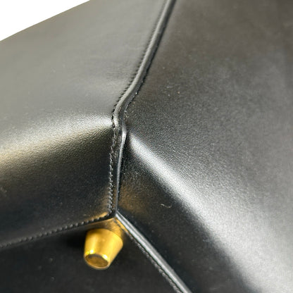 Used CELINE Leather Belt Bag Handbag Black Beige
