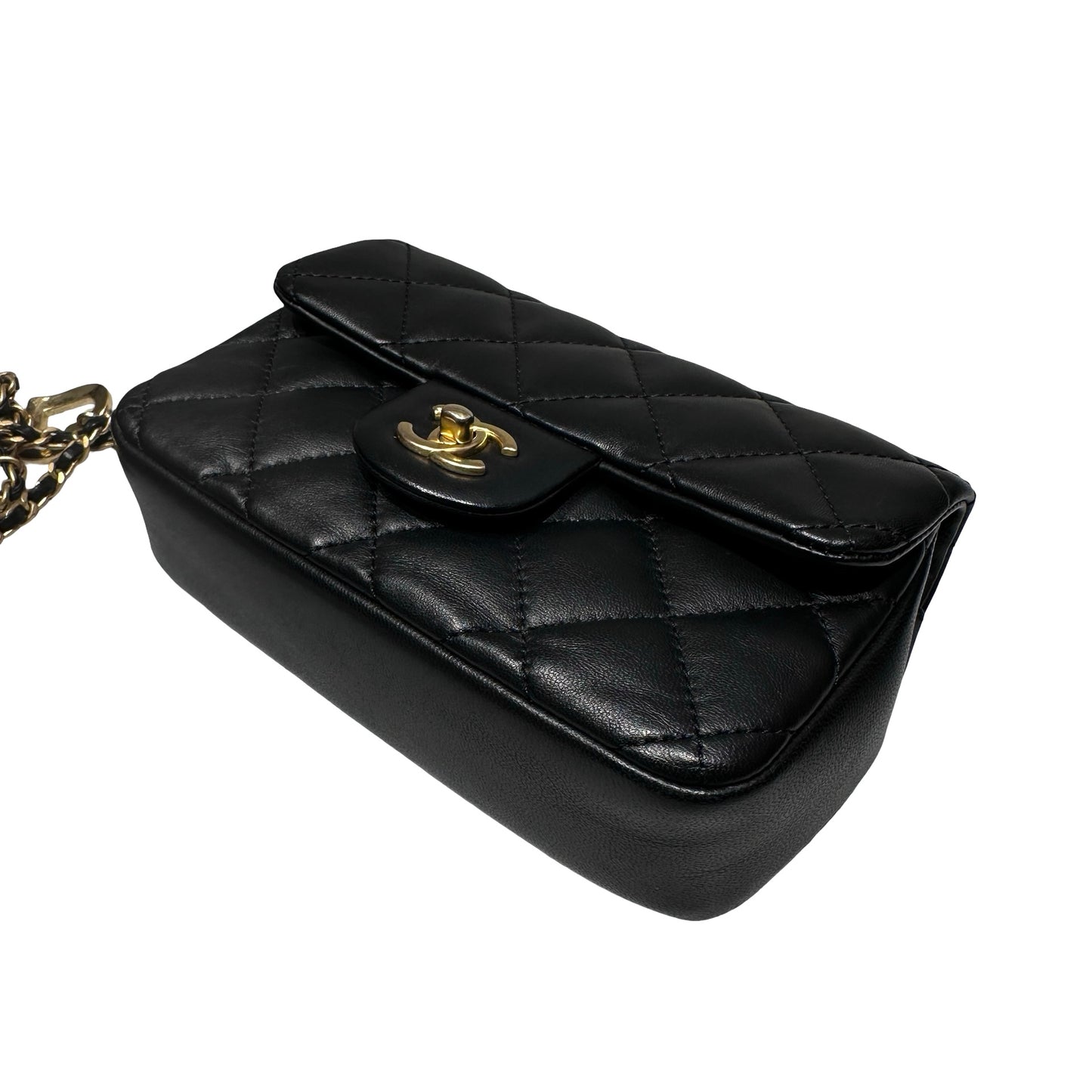 Used CHANEL Mini flap 17cm Chain Shoulder Bag Black GHW