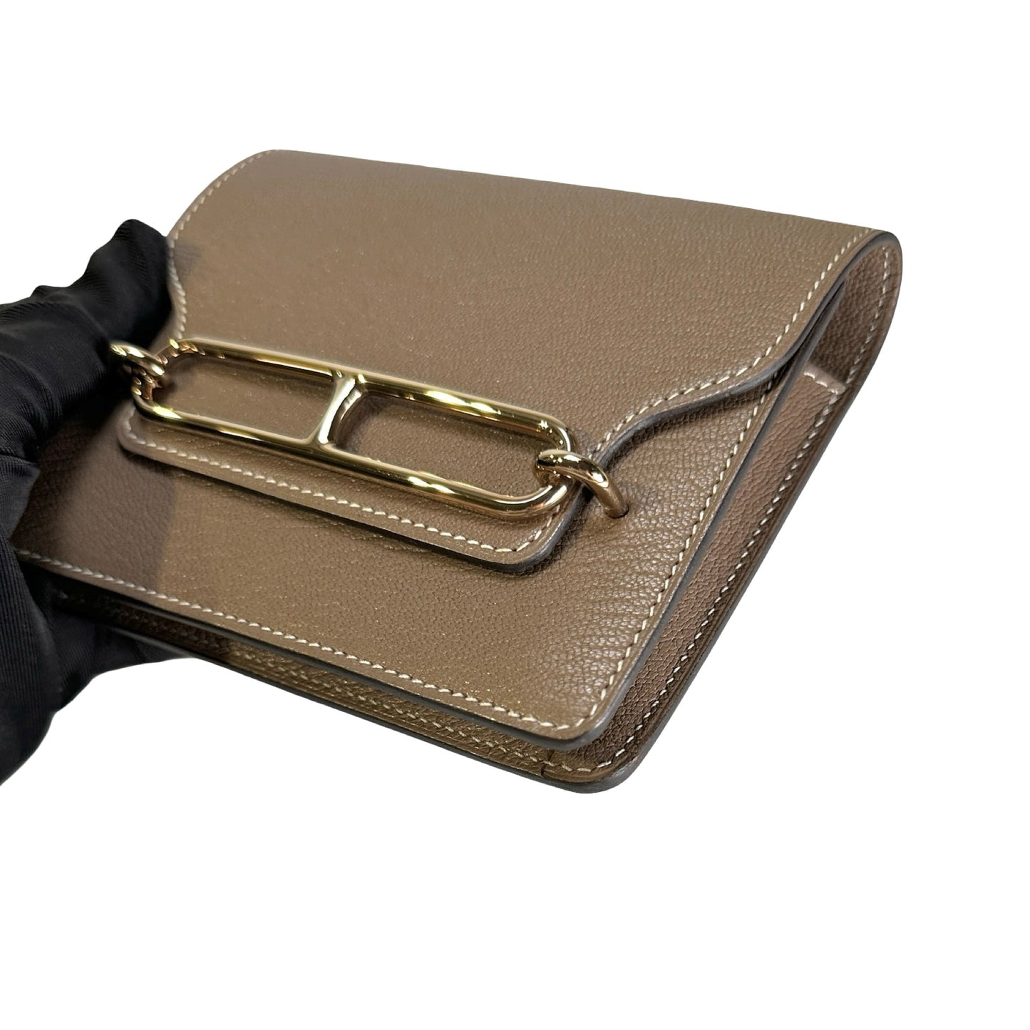 Used HERMES Etoupe Roulis Wallet Brown PHW