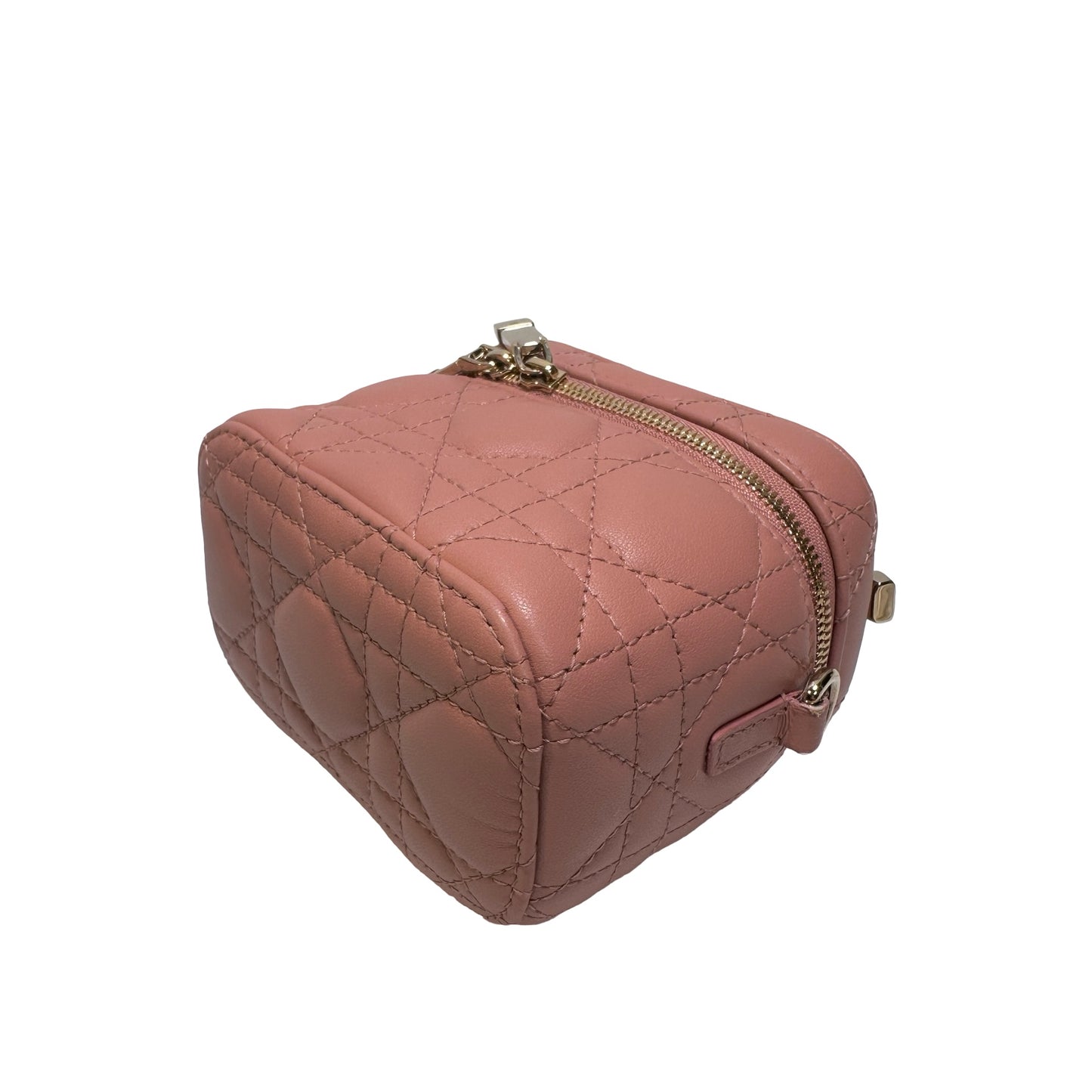 Used DIOR Lambskin Leather Vanity bag Vanity case Pink