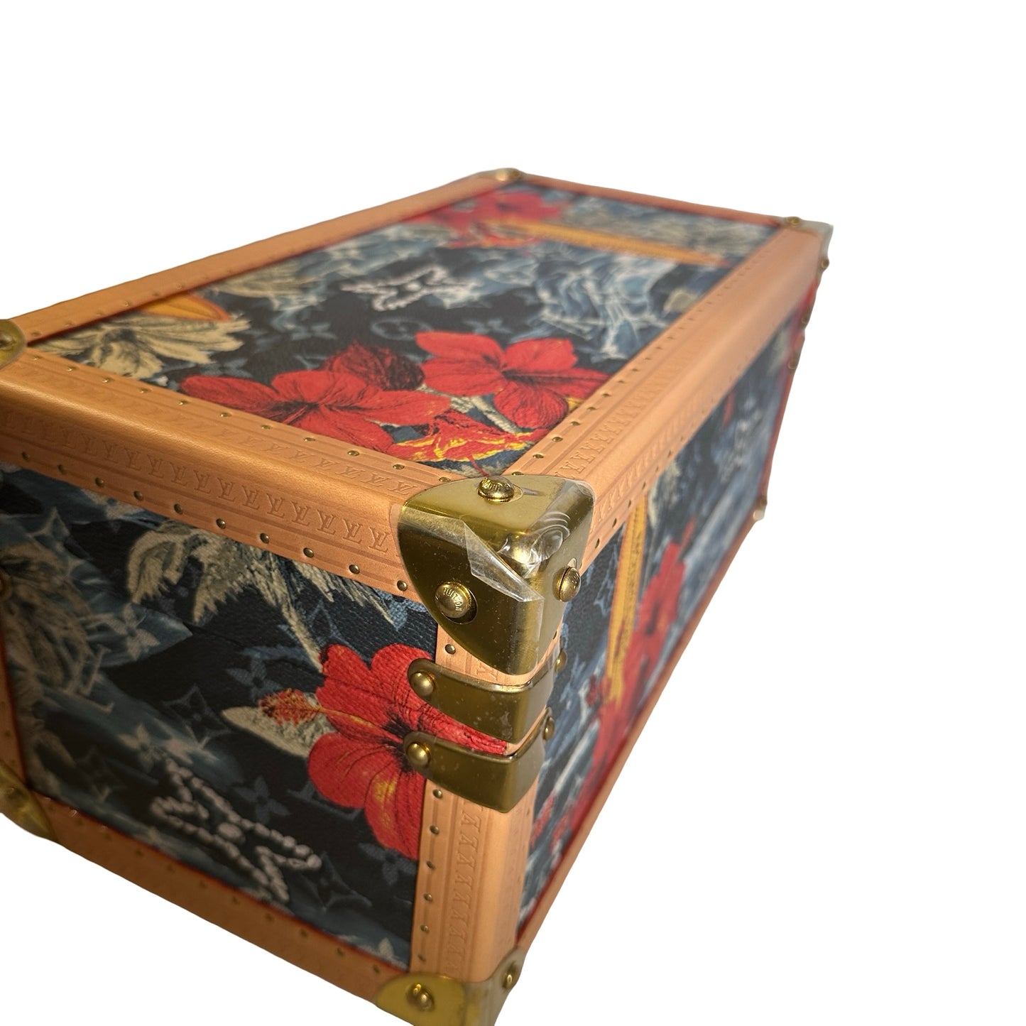 Used LOUIS VUITTON Calfskin Leather Monogram Box Box Blue Brown GHW
