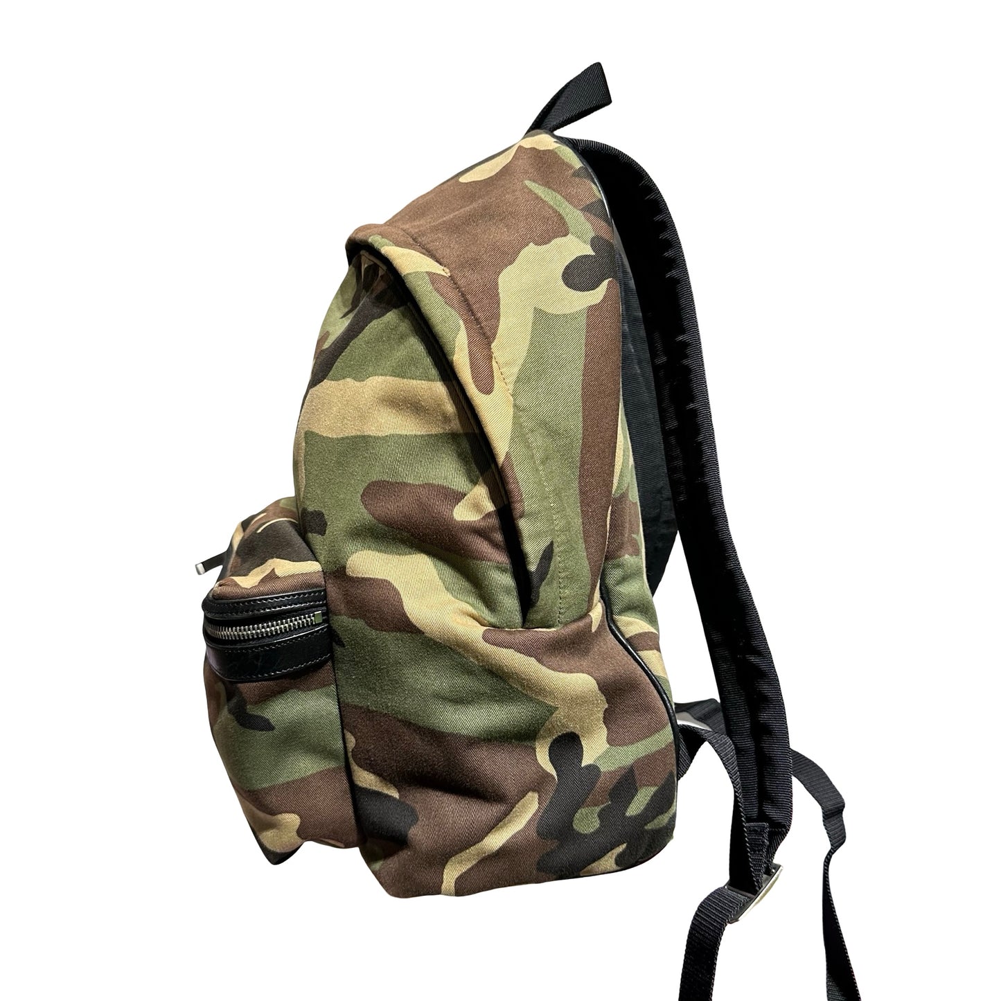 Used Saint Laurent Canvas Backpack Dark Green Black