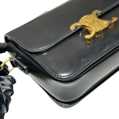 Used CÉLINE Trimphe Teen Cross Body Bag Black GHW