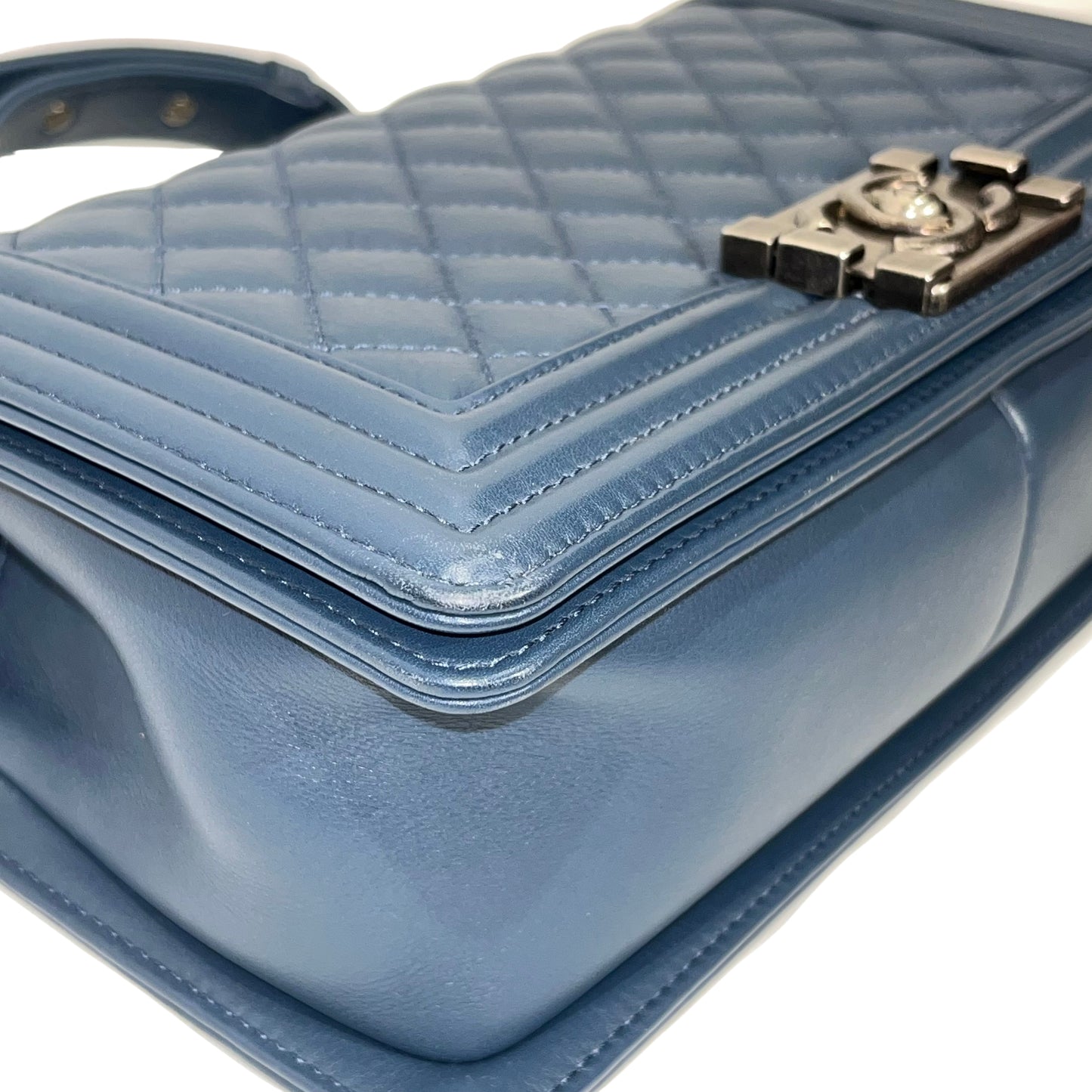 CHANEL BOY 25CM BLUE PHW CHAIN SHOULDER BAG [3001751]