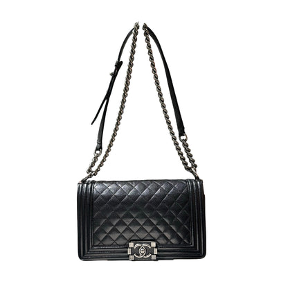 CHANEL LE BOY 25 BLACK CAVIAR PHW [3000597]