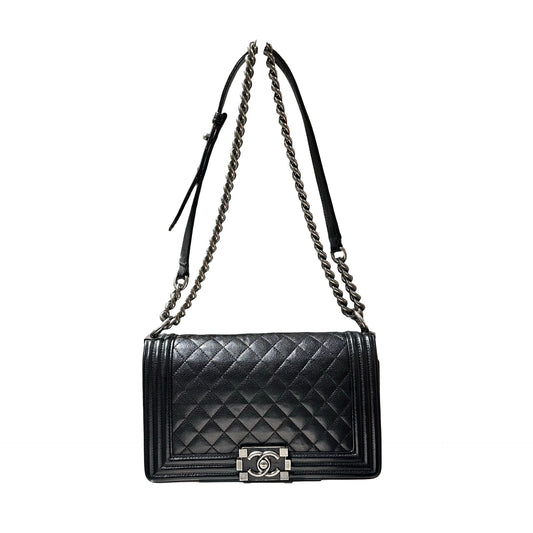 CHANEL LE BOY 25 BLACK CAVIAR PHW [3000597]