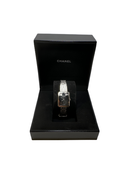 CHANEL Tweed Boy-Friend Tweed Watch Silver Black PHW