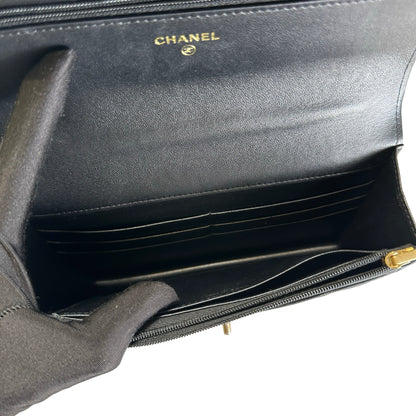 Used CHANEL Quilted Leather Wallet on Chain Wallet on chain Black Gold