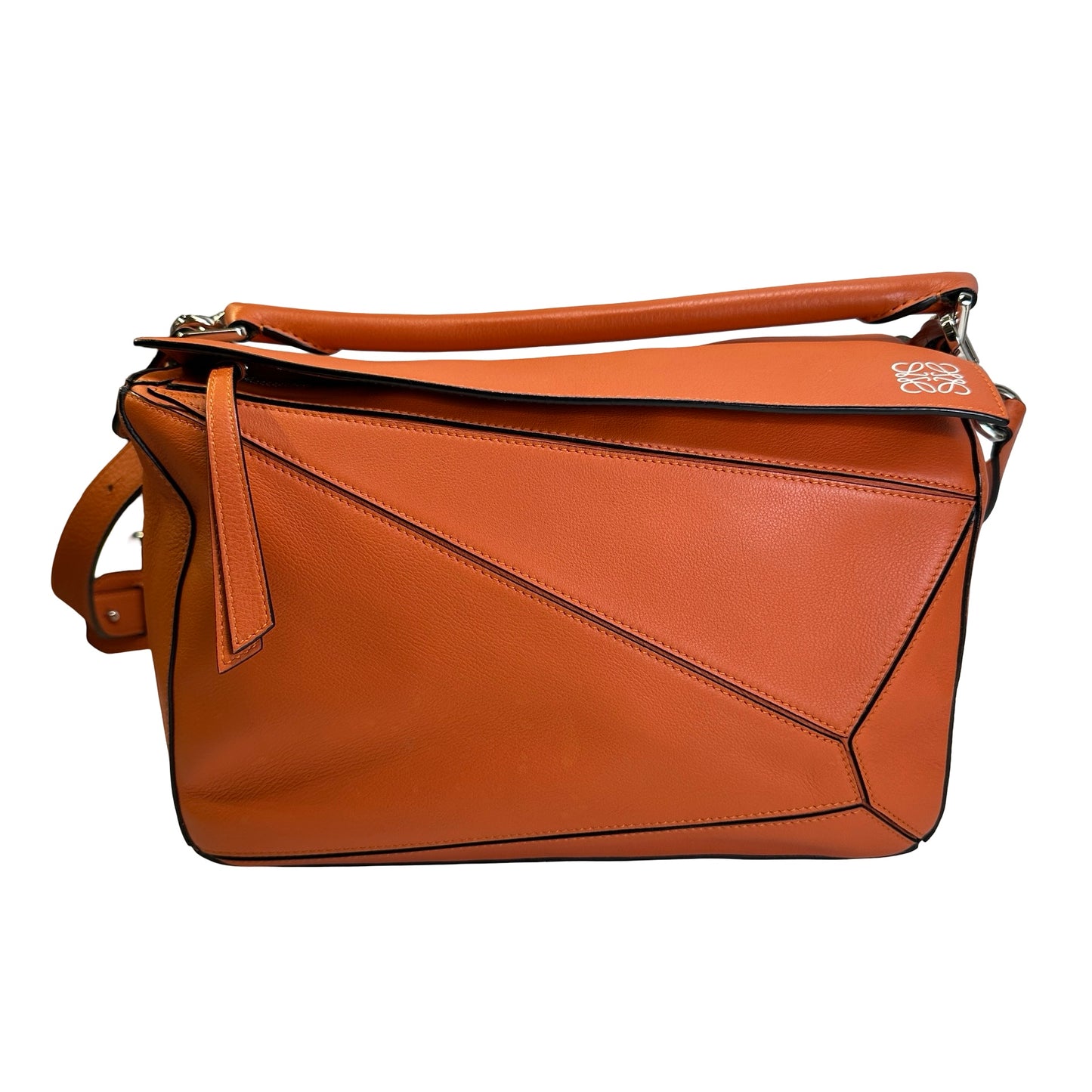 Used LOEWE Leather Puzzle Bag Handbag Orange