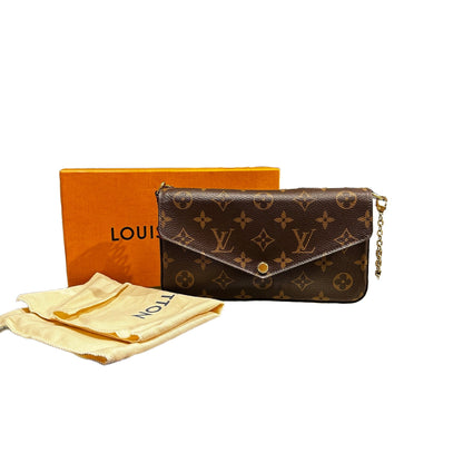 Used LOUIS VUITTON Monogram Pochette Felicie Cross Body Bag Brown Pink GHW
