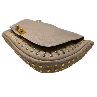 Used MARNI Leather Studded Trunk Bag Crossbody Bag Beige Gold