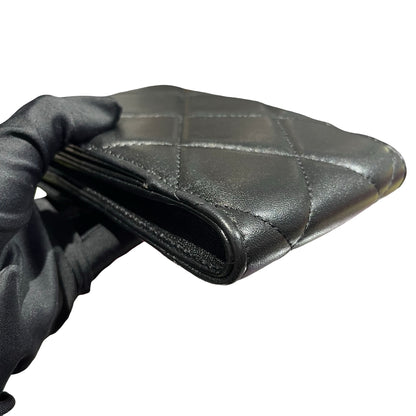 Used CHANEL Lambskin Leather 19 Phone Holder with Chain Phone Bag Black PHW