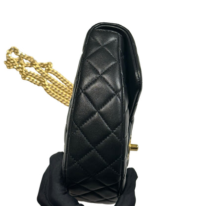 New CHANEL Lambskin Leather New CHANEL Lambskin Leather Hobo with Camellia Chain Shoulder Chain Shoulder Bag Black GHW