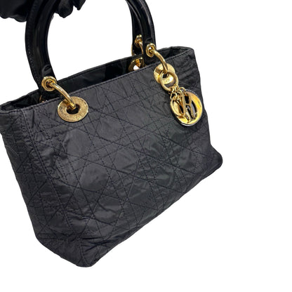 Used DIOR micro lady dior VINTAGE Handbag Black GHW