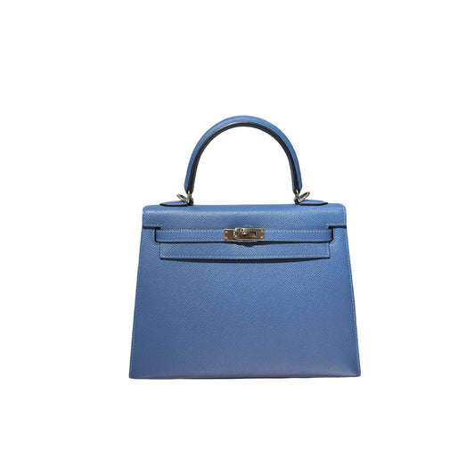 Used HERMÈS Kelly 25 Handbag Blue PHW