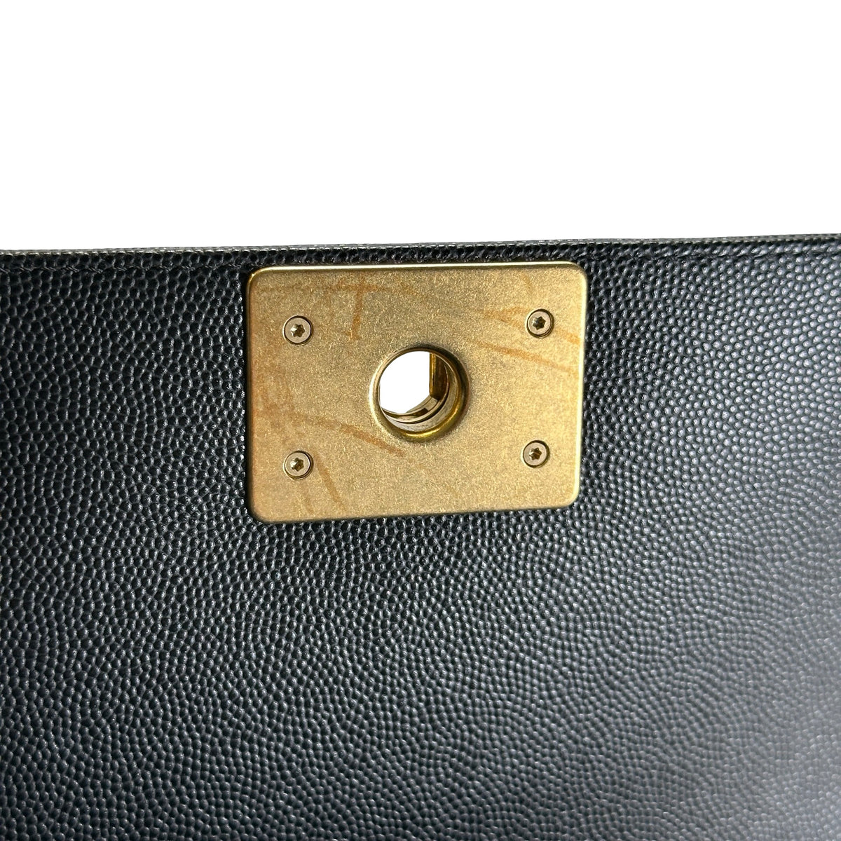 Used CHANEL Quilted Caviar Boy 20 Shoulder Bag Black Gold