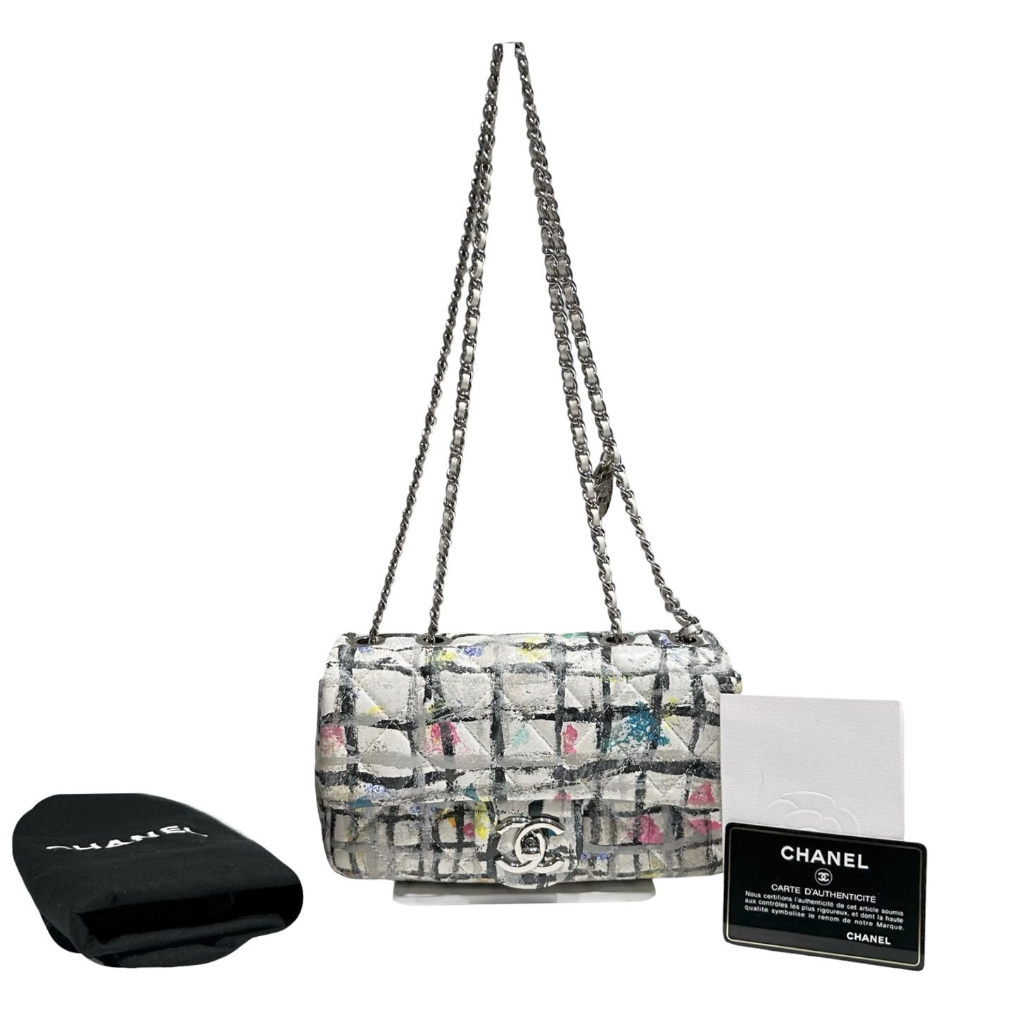 CHANEL CF MINI FLAP GRAFFITI WHITE CALFSKIN PHW [3000155]