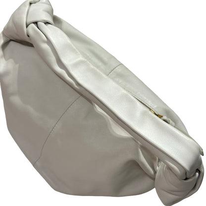 Used BOTTEGA VENETA Calfskin Leather Mini Double Knot Hobo Bag White