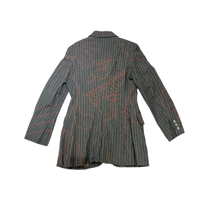 Used MOSCHINO Cheap Chic Gray Pinstripe Set Blazer Clothes Black