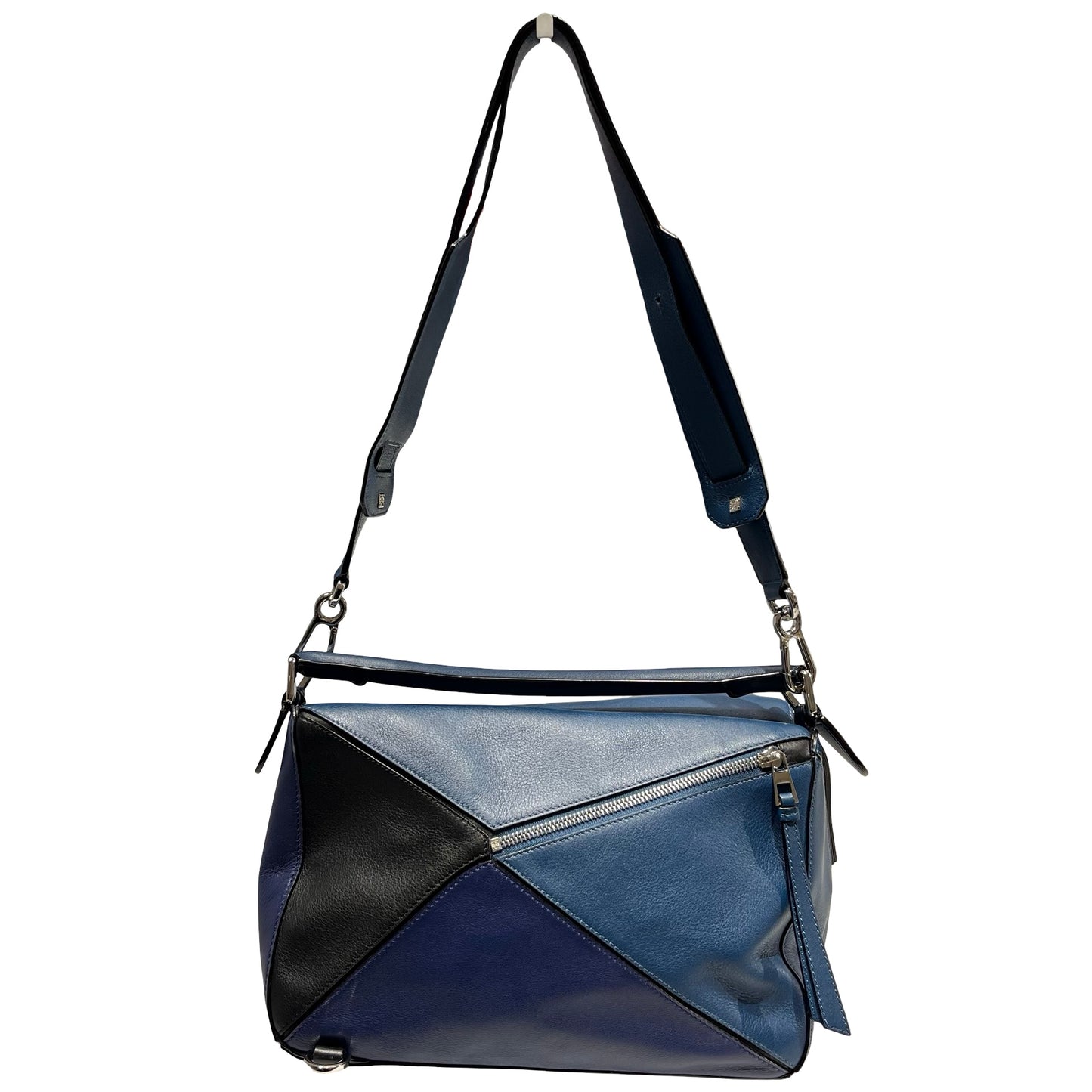 Used Loewe Calfskin Leather Puzzle bag medium Shoulder Bag Navy PHW