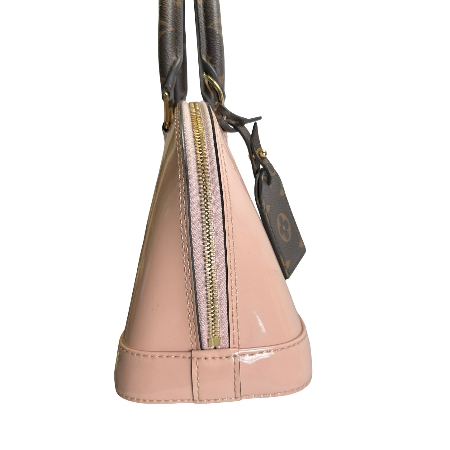Used LOUIS VUITTON Monogram Vernis Alma Handbag Rose Velours Brown