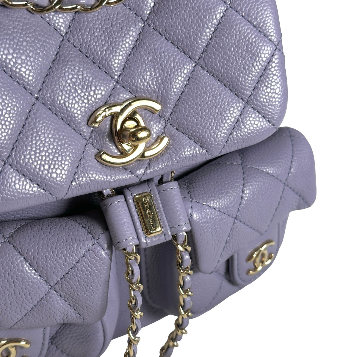 Used CHANEL Quilted Caviar Duma Backpack Purple Gold